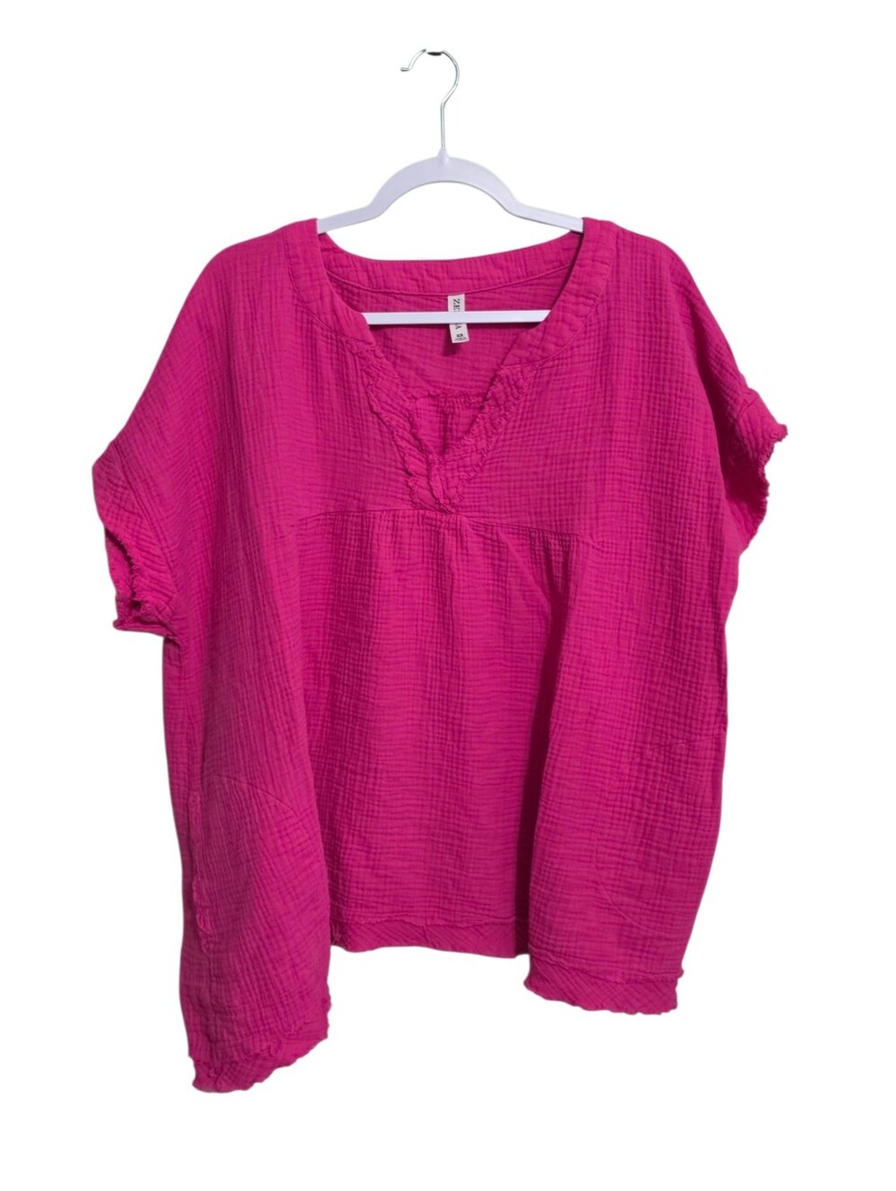 Zenana Pink Gauzey Short Sleeve Top 2X Breathable Comfortable